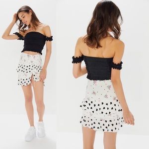 For Love & Lemons Lucia Skirt Floral Hearts NWT L